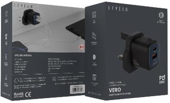 شاحن ليفيلو Vero GaN ‏20 واط بقابس بريطاني – تفاصيل المنتج والعبوة