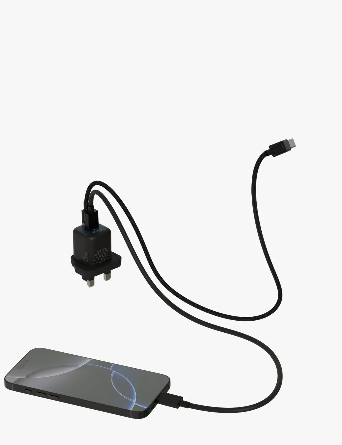 شاحن ليفيلو Vero GaN ‏20 واط بقابس بريطاني مع كابل USB-C إلى USB-C – تفاصيل المنتج والعبوة