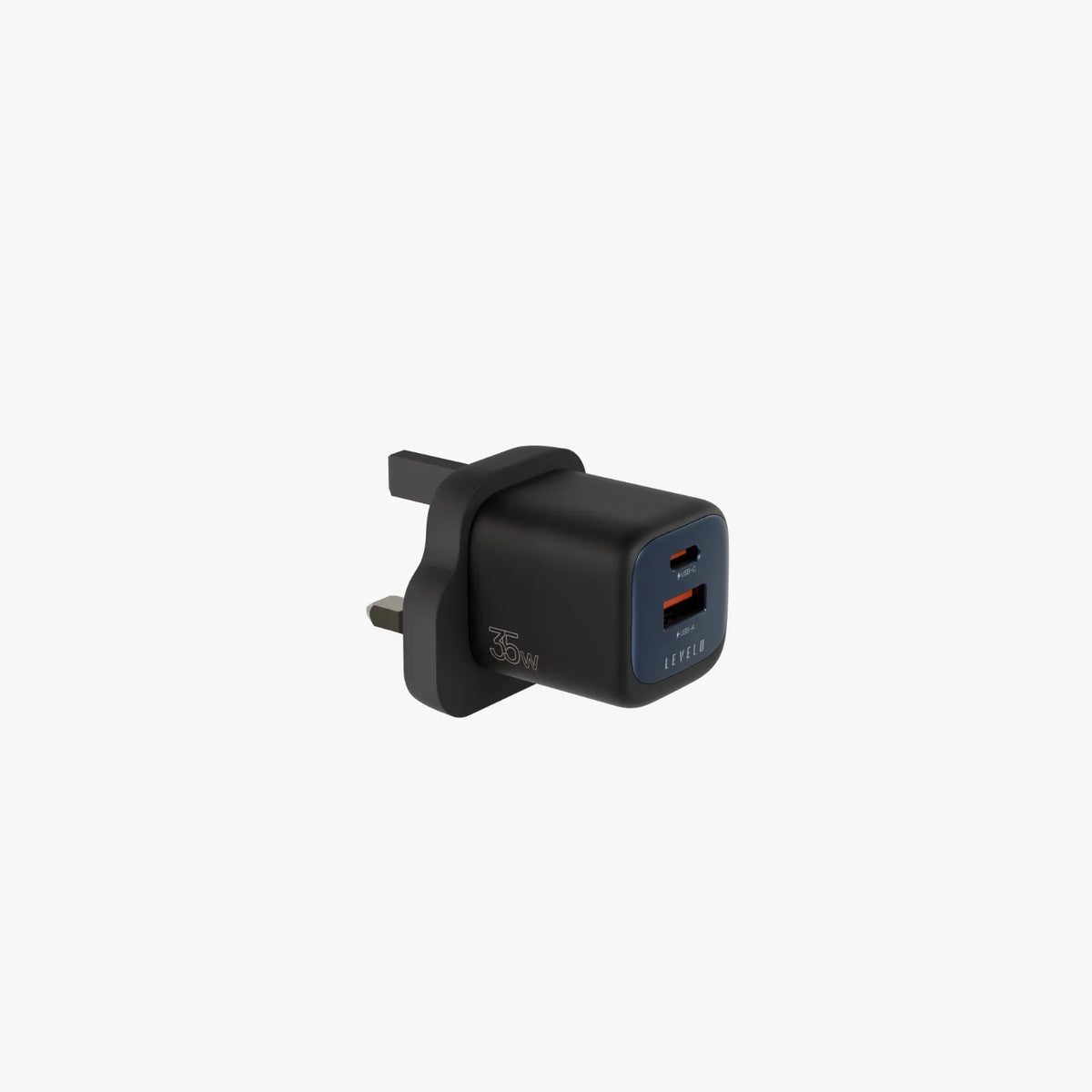 شاحن ليفيلو Vero ‏GaN بقدرة 35 واط ومنفذي USB-C وUSB-A – قابس UK – تفاصيل المنتج والعبوة