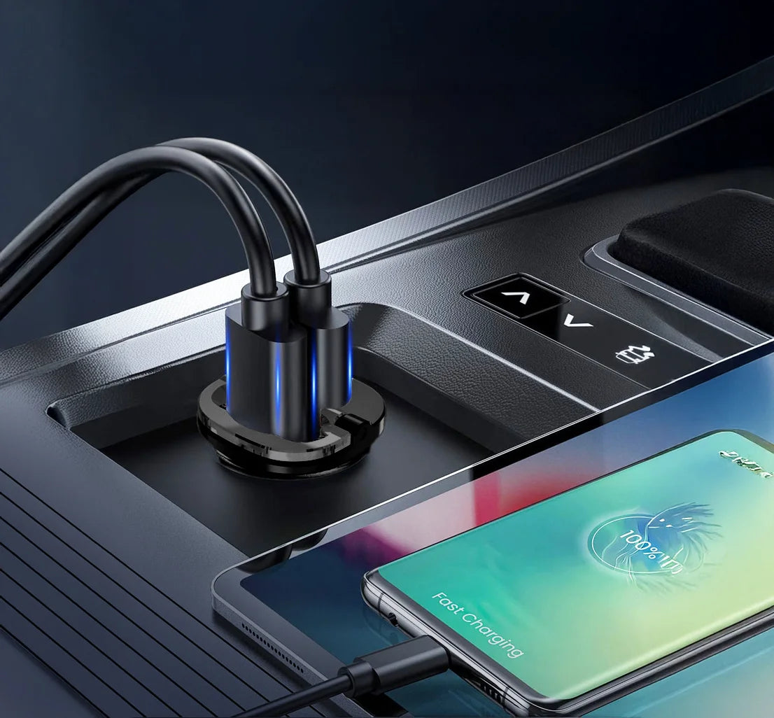 شاحن سيارة ليفيلو Kruz بقدرة 38 واط مع كابل USB-C إلى USB-C – تفاصيل المنتج والعبوة