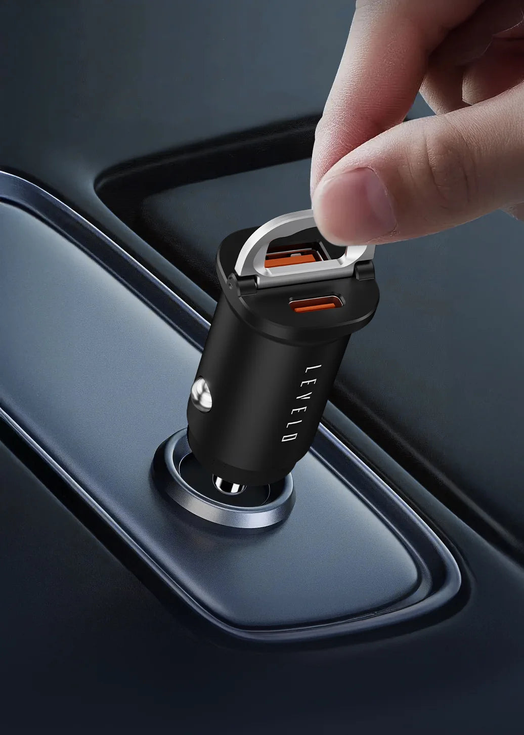 شاحن سيارة ليفيلو Kruz بقدرة 38 واط مع كابل USB-C إلى USB-C – تفاصيل المنتج والعبوة