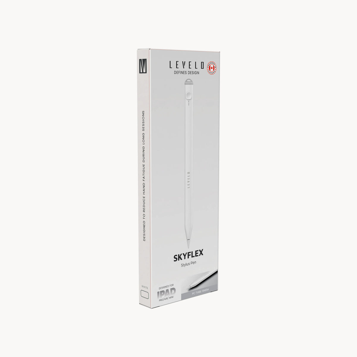 قلم ليفيلو Skyflex لأجهزة iPad – أبيض – تفاصيل المنتج والعبوة