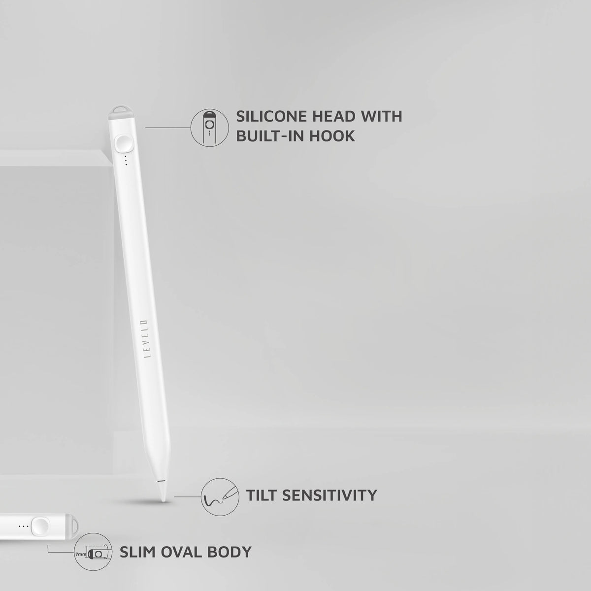 قلم ليفيلو Skyflex لأجهزة iPad – أبيض – تفاصيل المنتج والعبوة