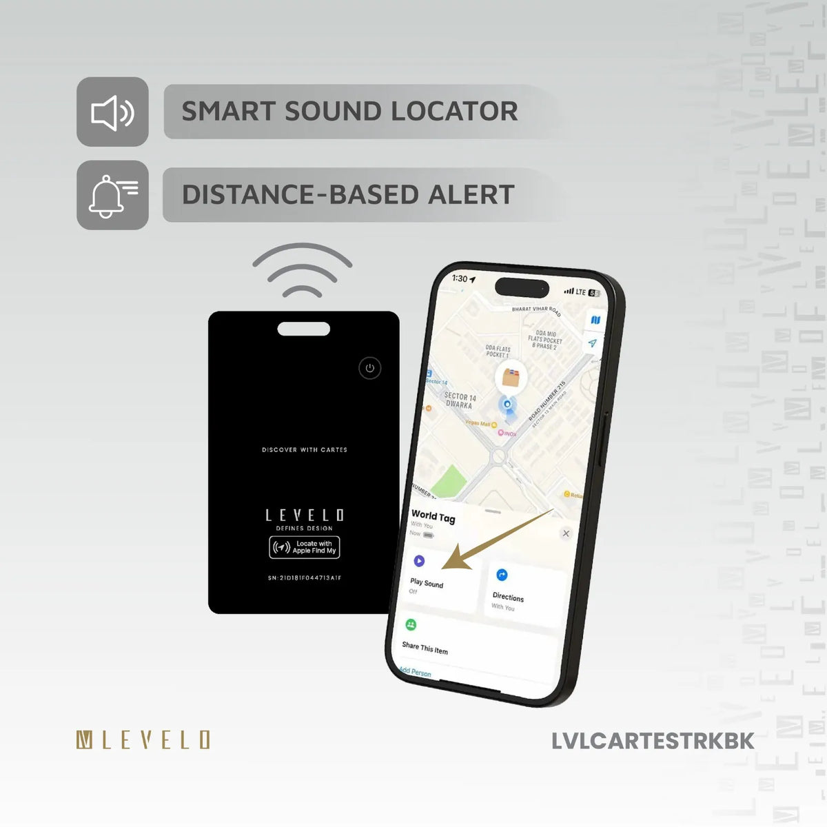 بطاقة تتبع ليفيلو Cartes متوافقة مع Apple Find My – أسود – تفاصيل المنتج والعبوة
