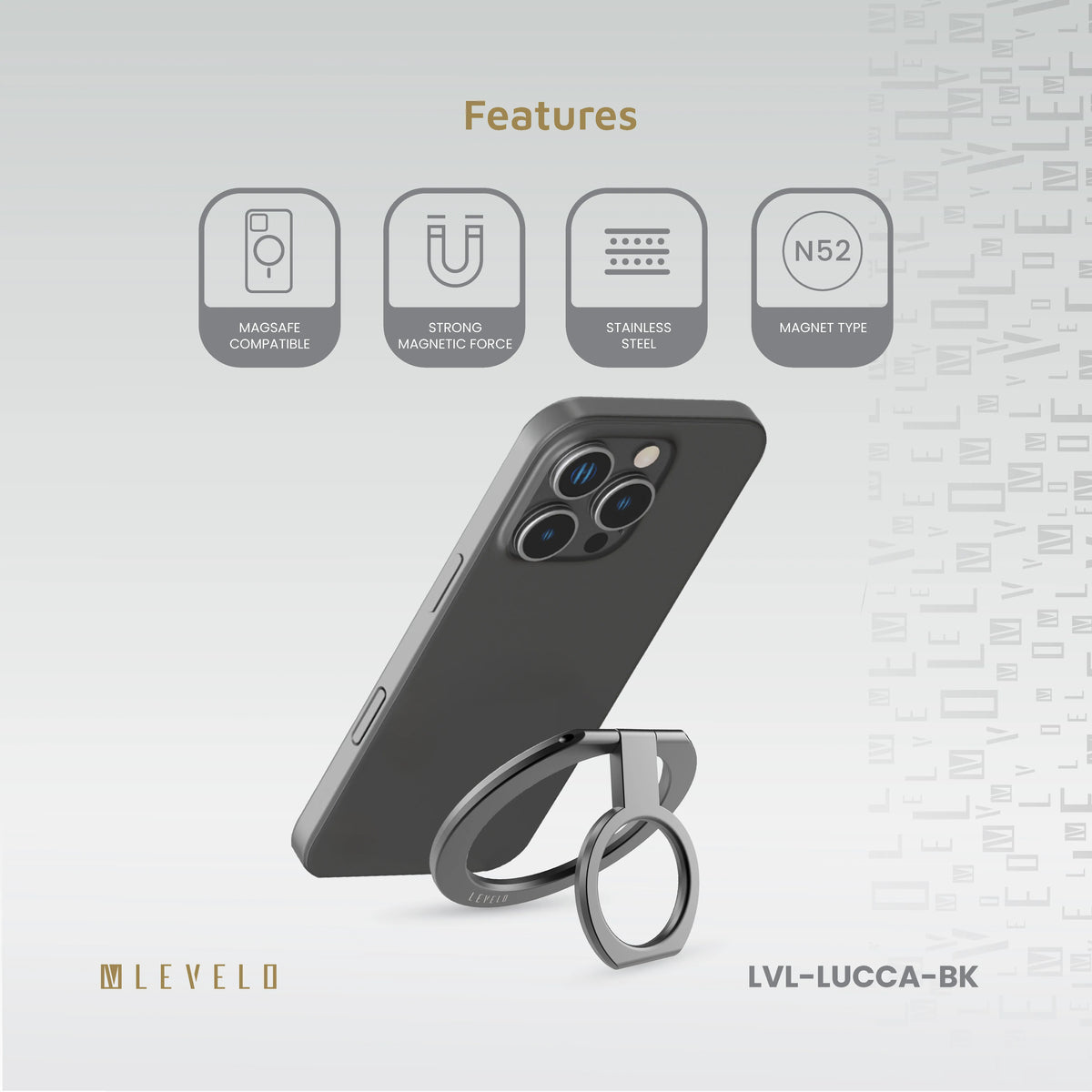حامل هاتف مغناطيسي ليفيلو Lucca متوافق مع MagSafe – تفاصيل المنتج والعبوة