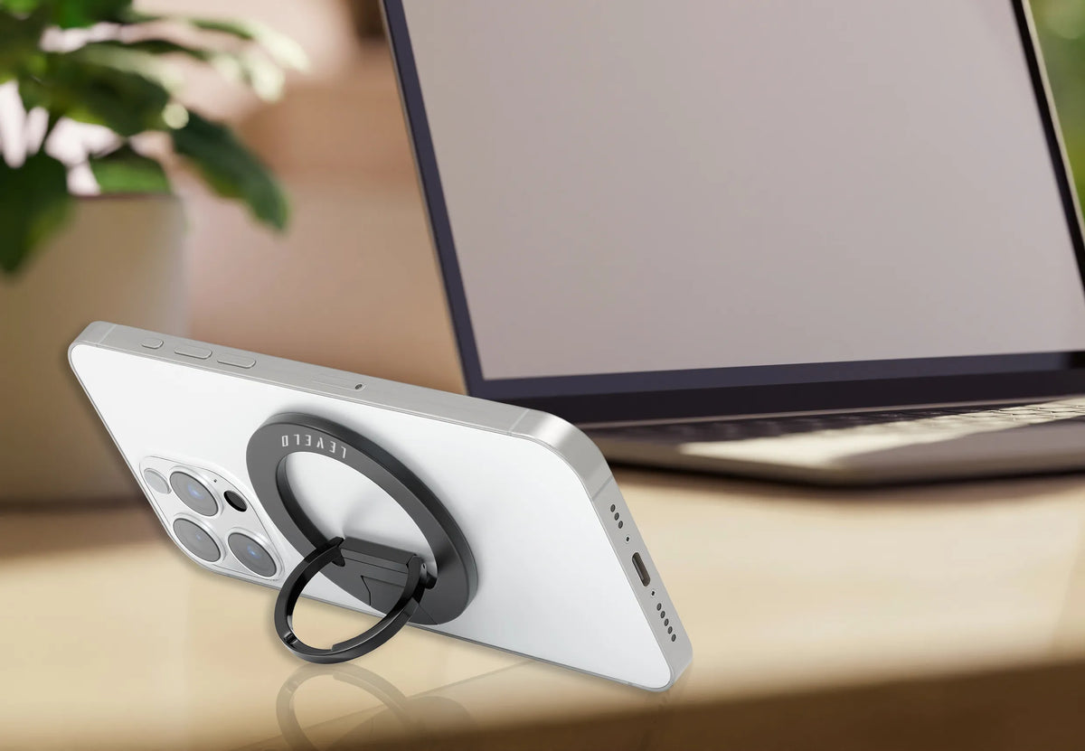 حلقة وحامل هاتف ليفيلو Gia متوافق مع MagSafe – أسود – تفاصيل المنتج والعبوة