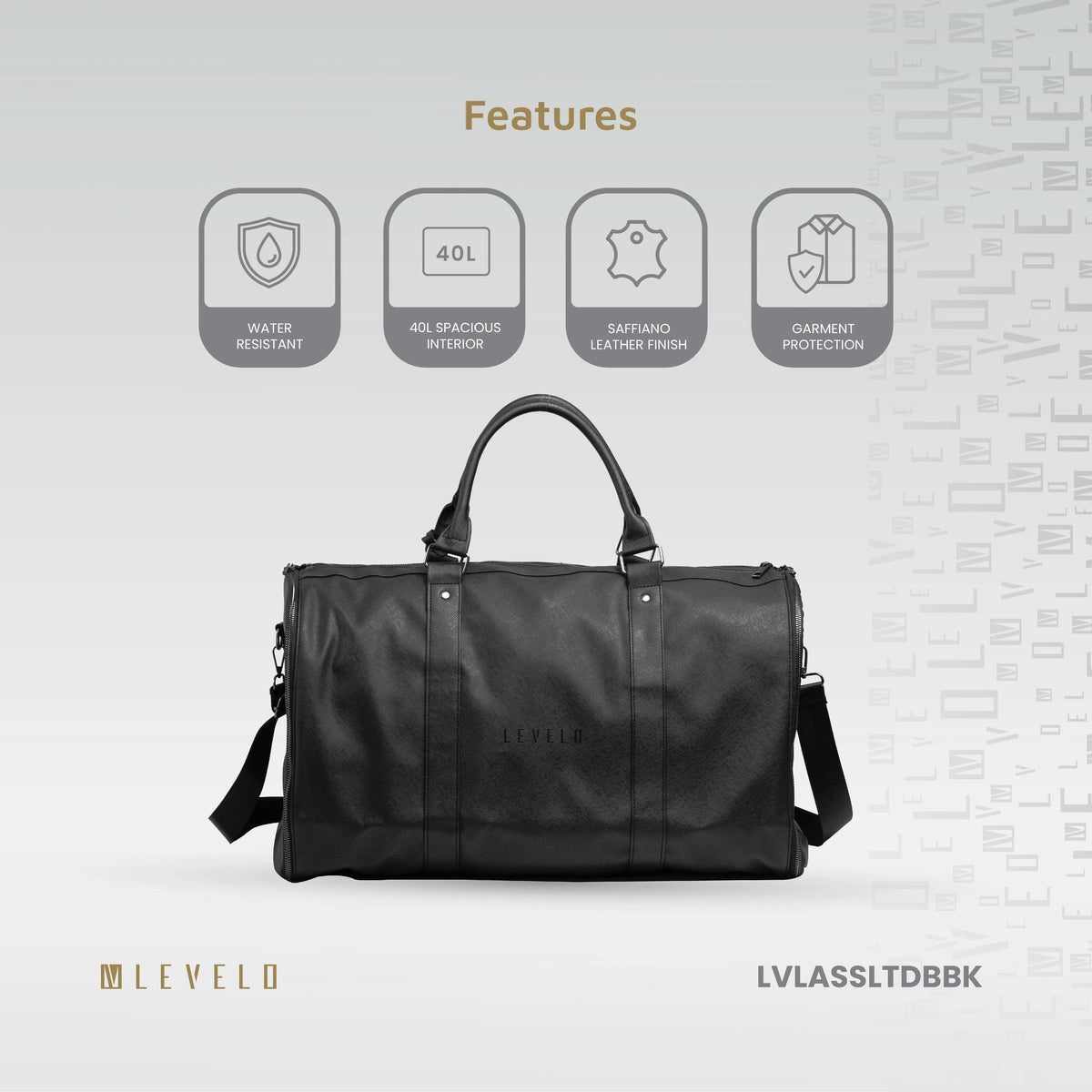 حقيبة سفر وملابس ليفيلو AllInStyle بسعة 40 لتر – أسود – تفاصيل المنتج والعبوة