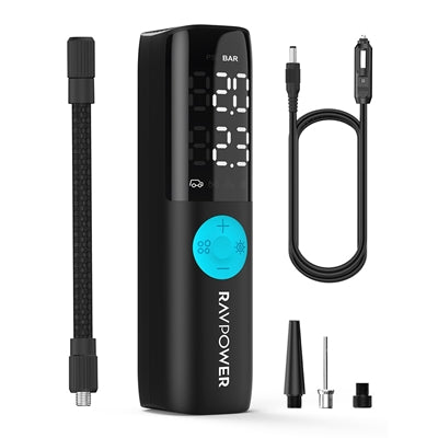 منفاخ إطارات راف باور الكهربائي المحمول 60 واط – 25 لتر/دقيقة أسود | RAVPower 60W Portable Electric Tire Inflator - 25L/min Black | صورة المنتج 2 / Product image 2