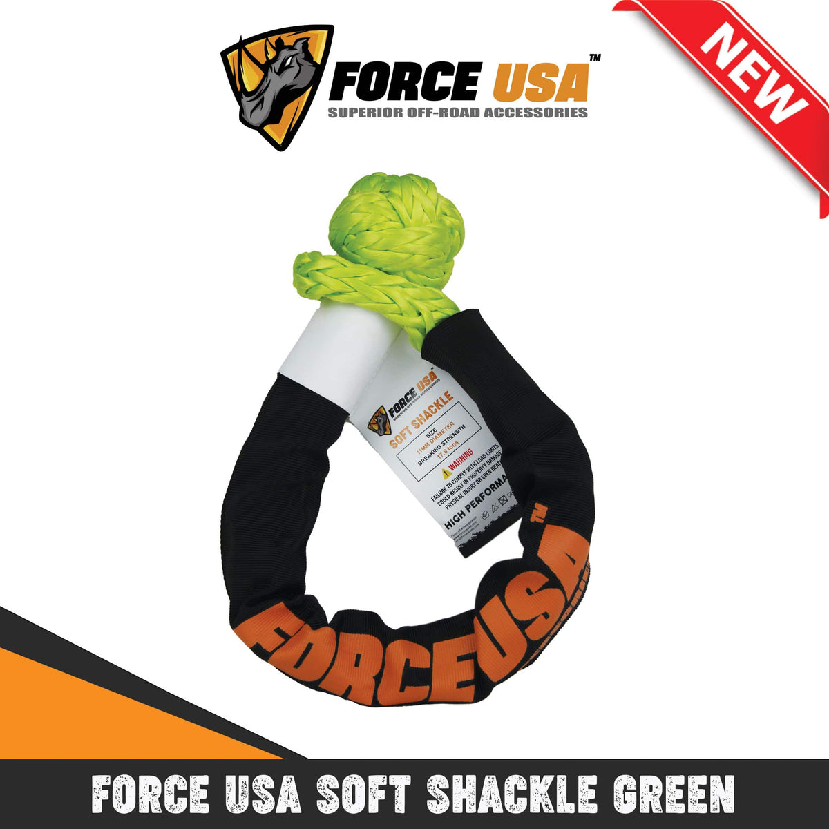 قيد سحب ناعم - أخضر | FORCE USA SOFT SHACKLE GREEN
