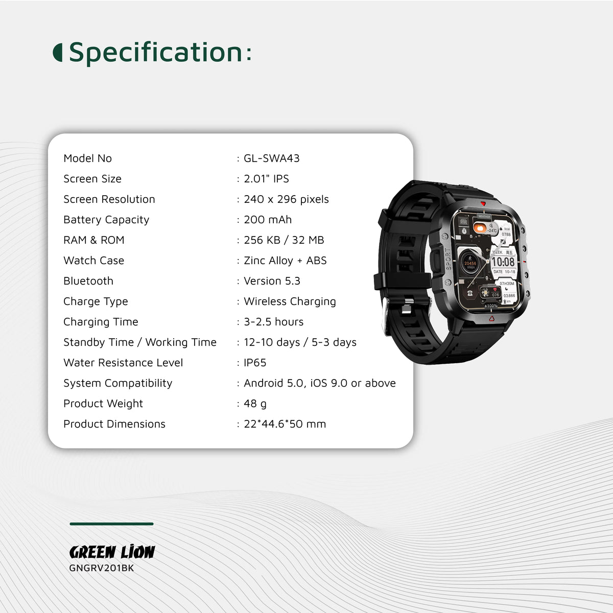 Green Lion Gravix Smart Watch Black – image 2