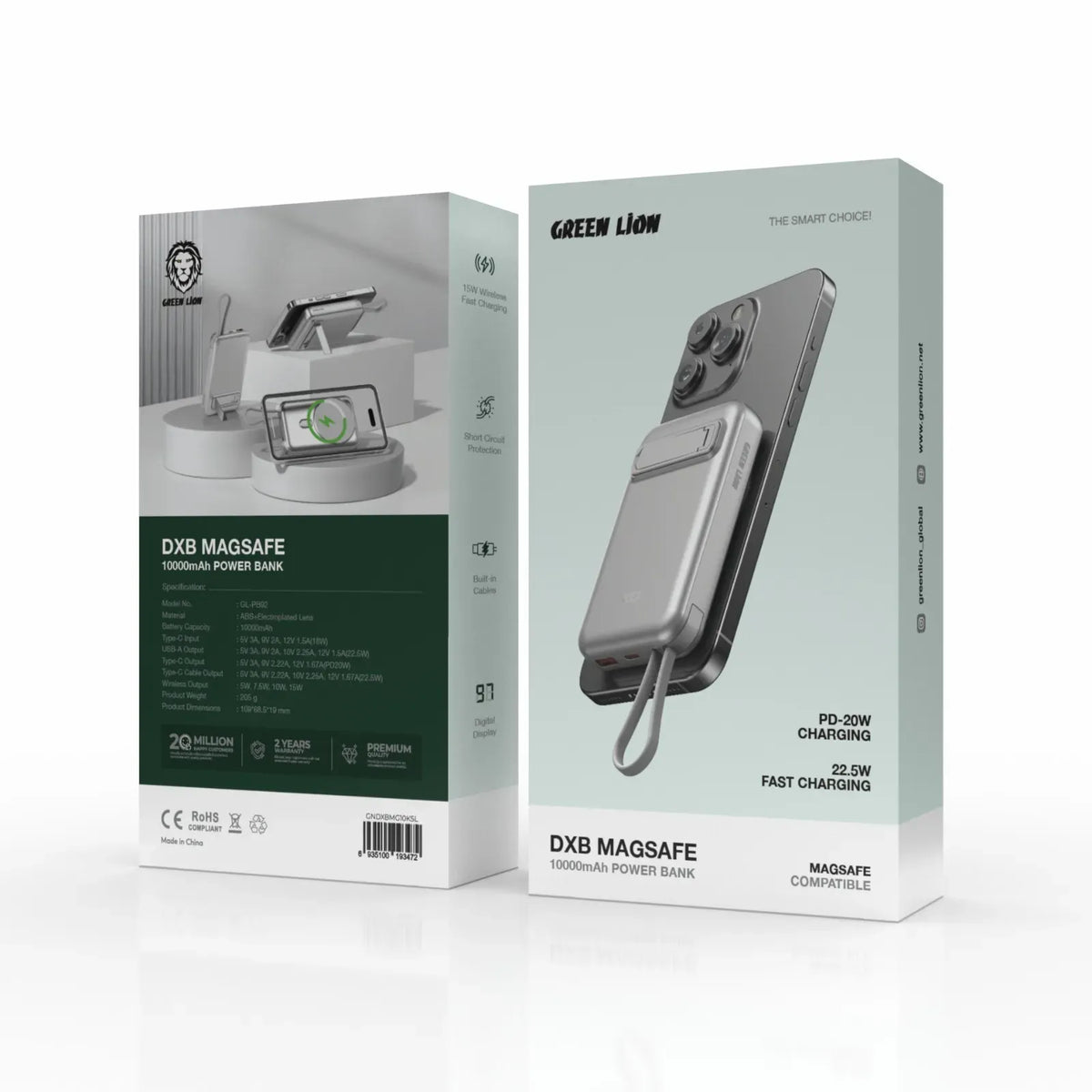 Green Lion DXBMAGSAFE Power Bank 10000 m Ah - Silver