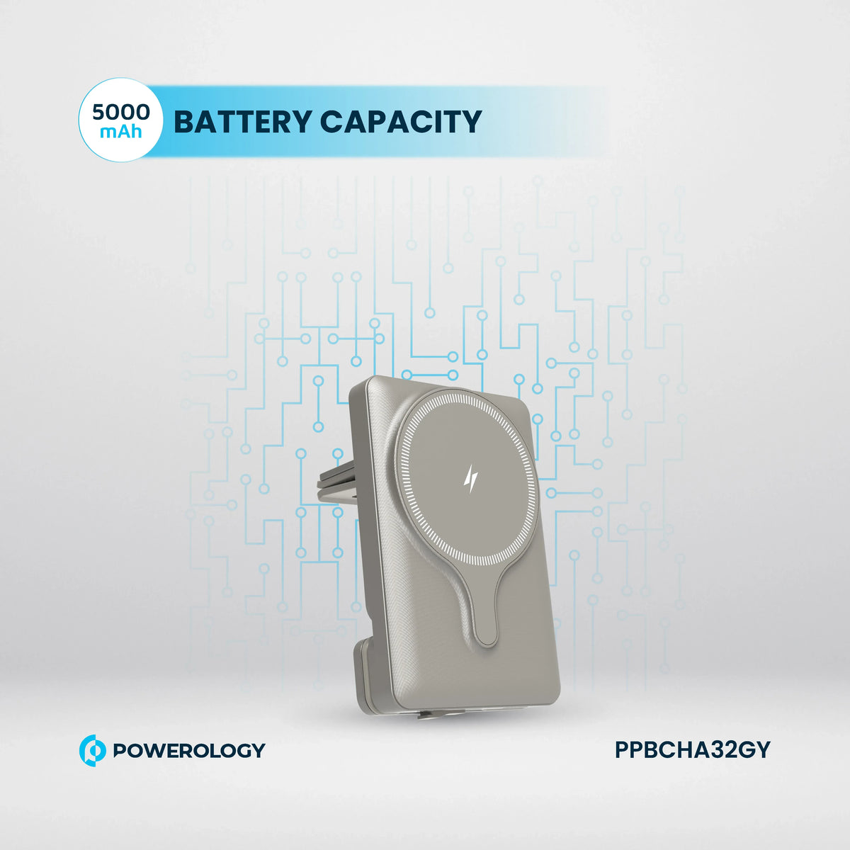 Powerology 5000 m Ah Power Bank MagSafe Charging Air-Vent Mount - Titanum – image 16