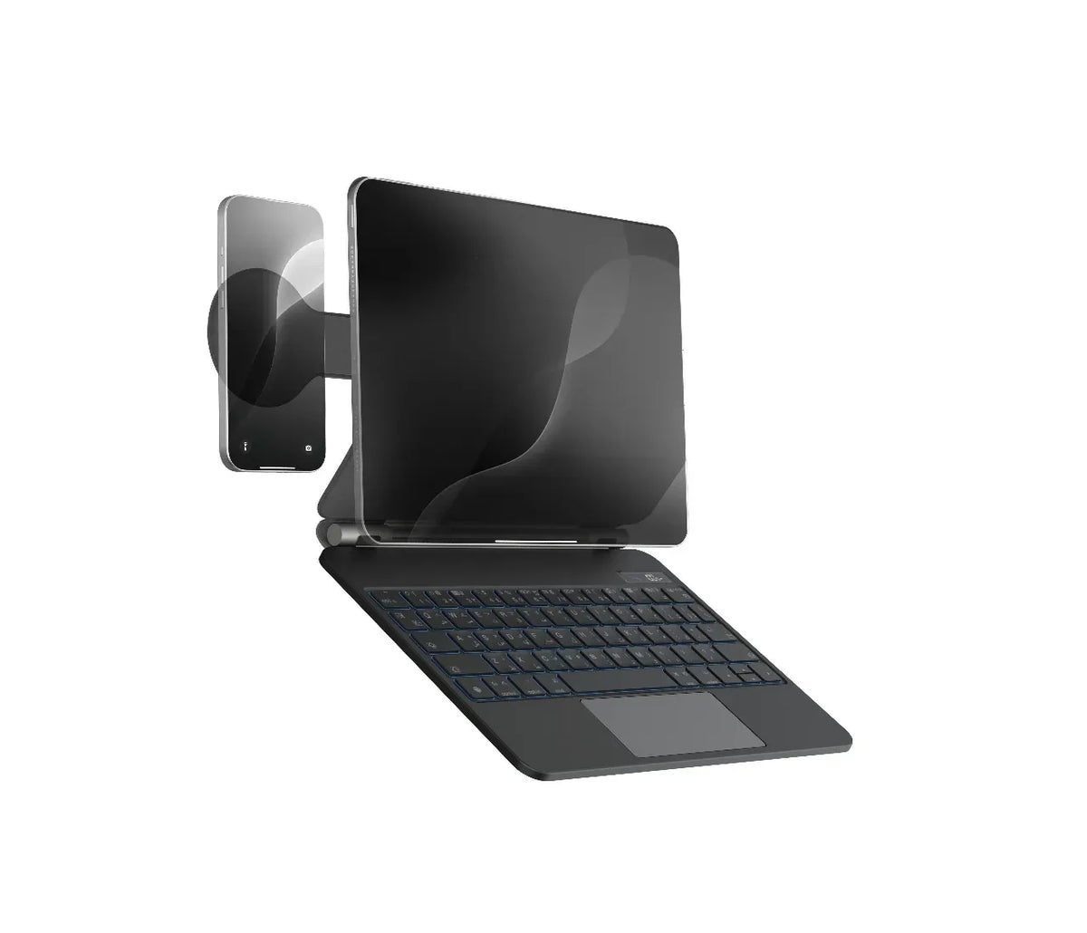 Powerology Dynaboard Wireless Keyboard Case with MagSafe Phone Holder for Ipad 11 M4 Black – image 8