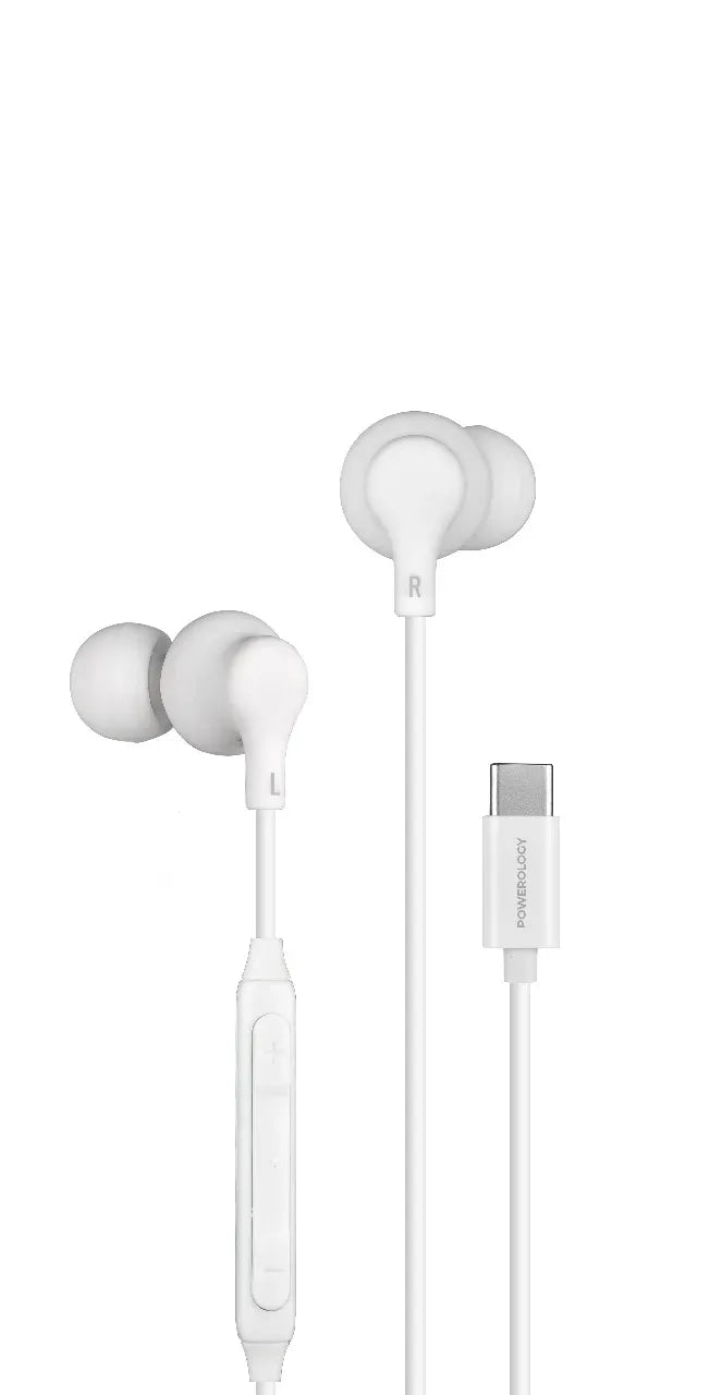 Powerology Type-CIn-Ear Stereo Earphones - White