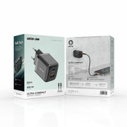 Green Lion Ultra Compact Ga NWall Charger EUPin Cto LPD 20 W+QC 3.0 - Black