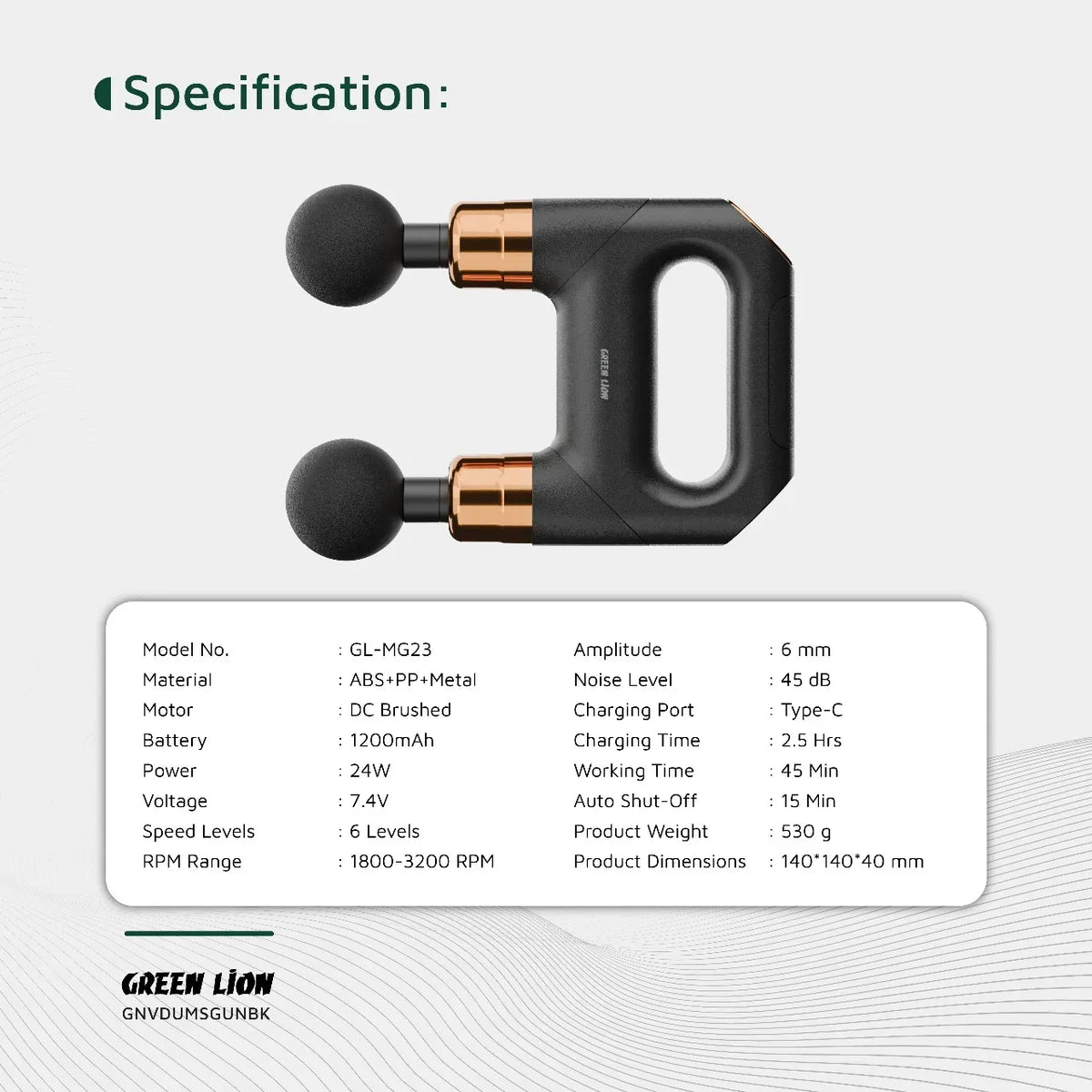 Green Lion Vibe Pro Dual Head Massage Gun - Black – image 10