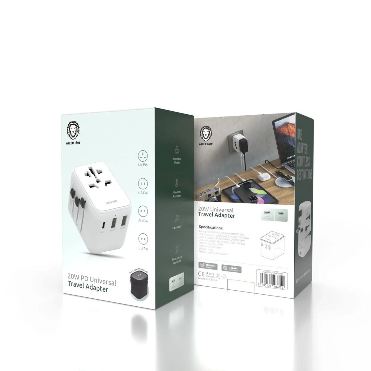 Green Lion 20w Universal Travel Adapter White – image 2