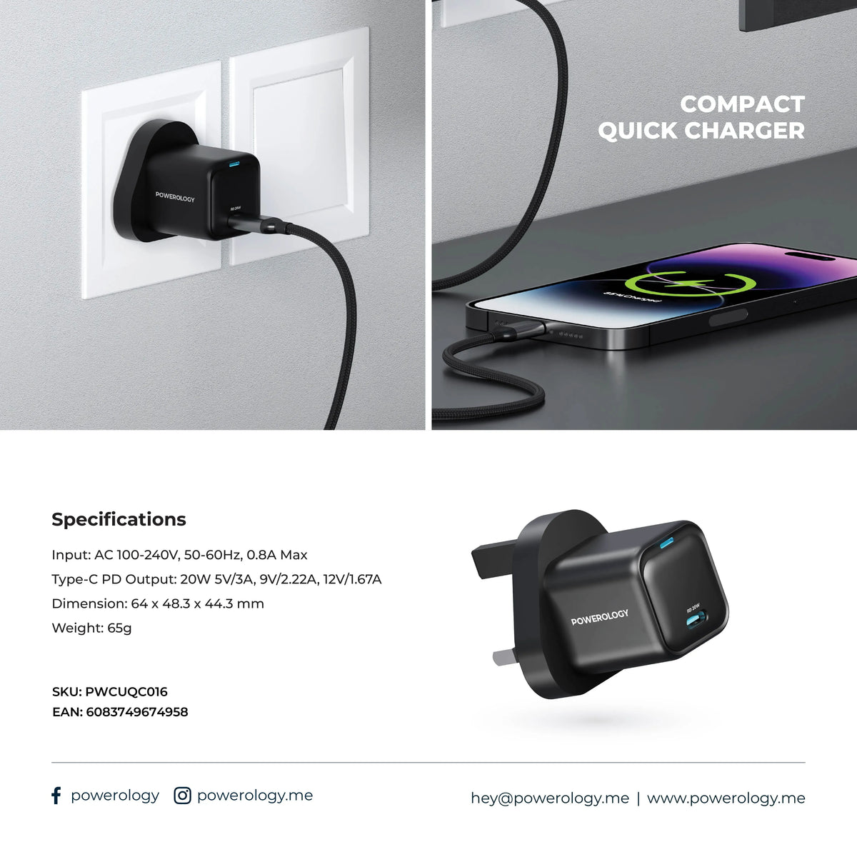 Powerology Ultra Compact Gan Charger Black – image 12