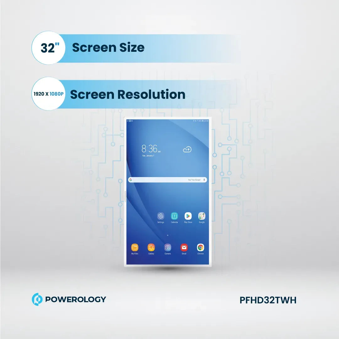 Powerology FHD Android 32 Tablet with Stand and Built in Battery 4 128gb White – image 3