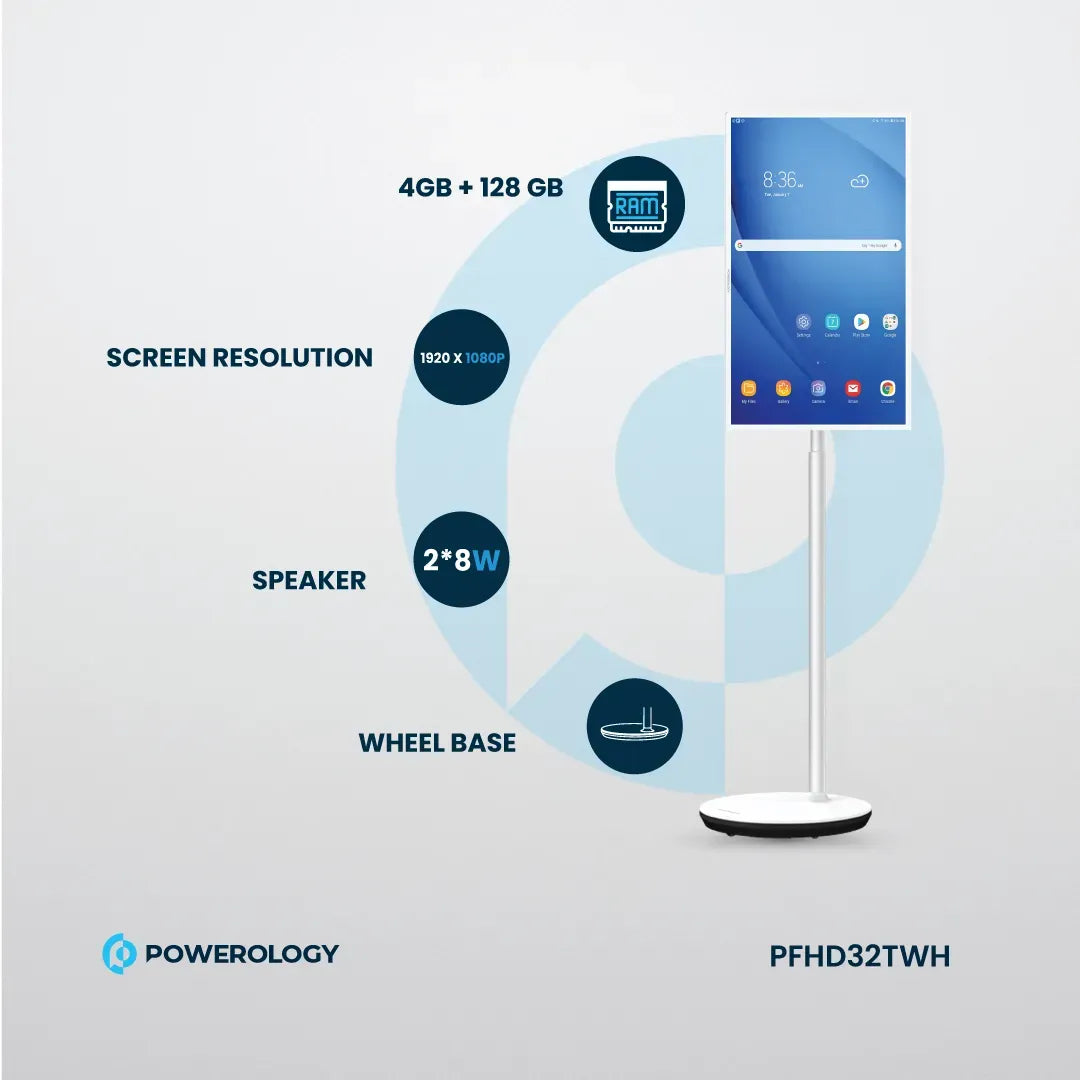 Powerology FHD Android 32 Tablet with Stand and Built in Battery 4 128gb White – image 15