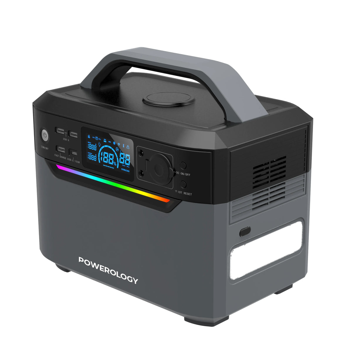 Powerology 120000mAh Portable Power Generator Fast Charging 384wh 600w Black – image 10