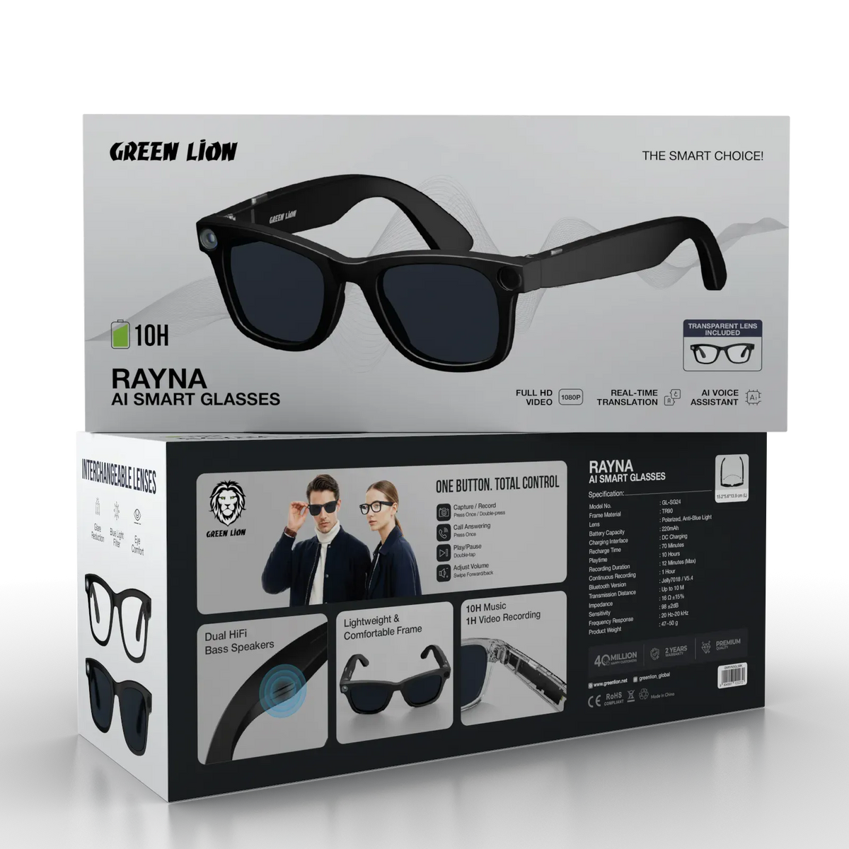 Green Lion Rayna AISmart Glasses - Black – image 3