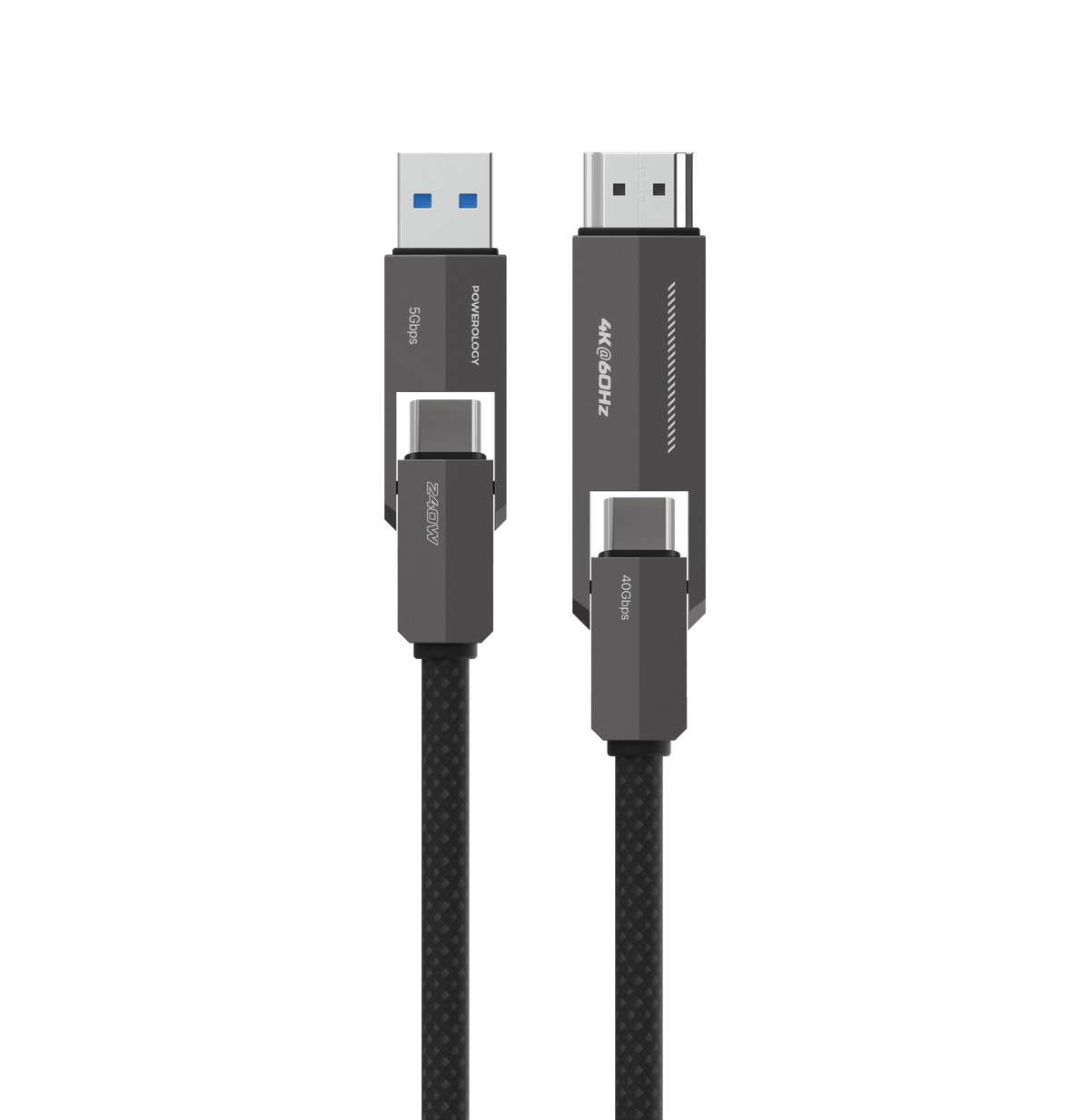 Powerology Vion 4 in 1 Charging Data Transfer Cable Black – image 2