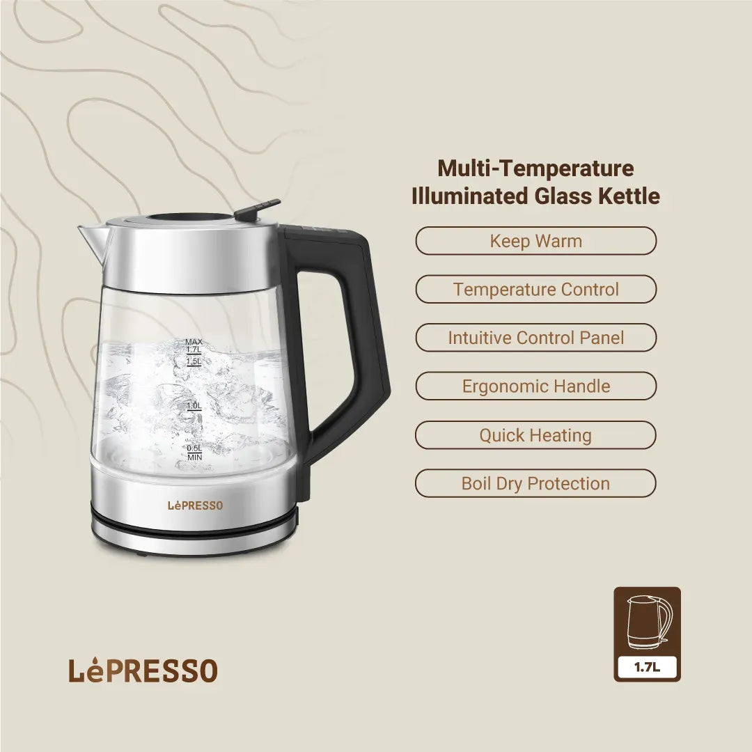 LePresso Multi Temperature Illuminated Glass Kettle Black – image 13
