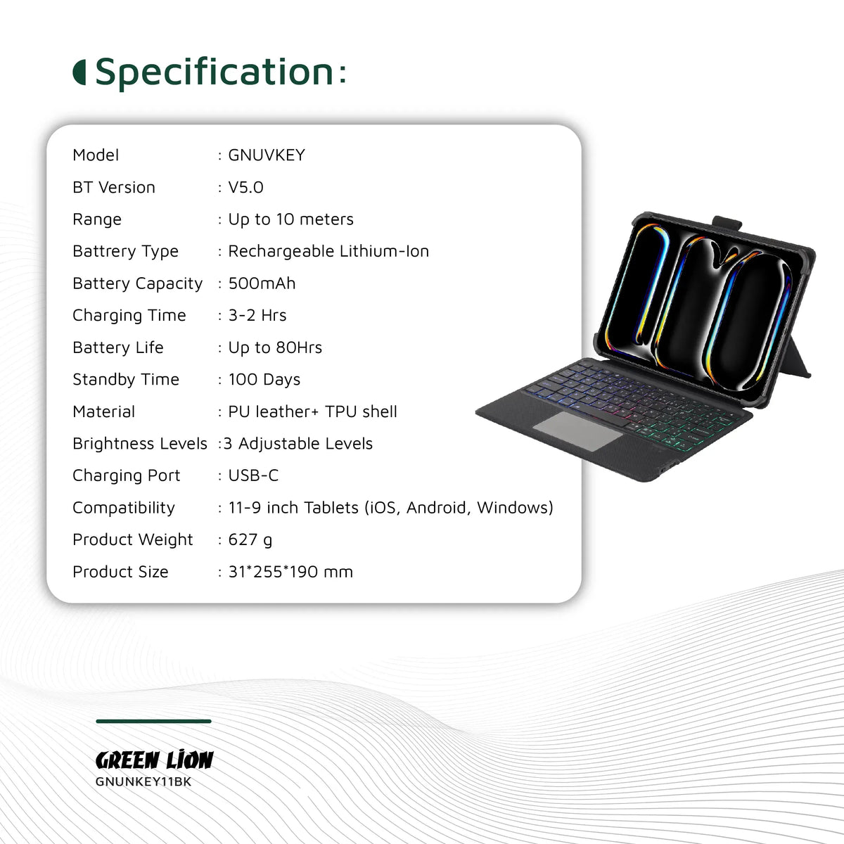 Green Lion Universal Smart Keyboard Case Arabic English Black – image 7