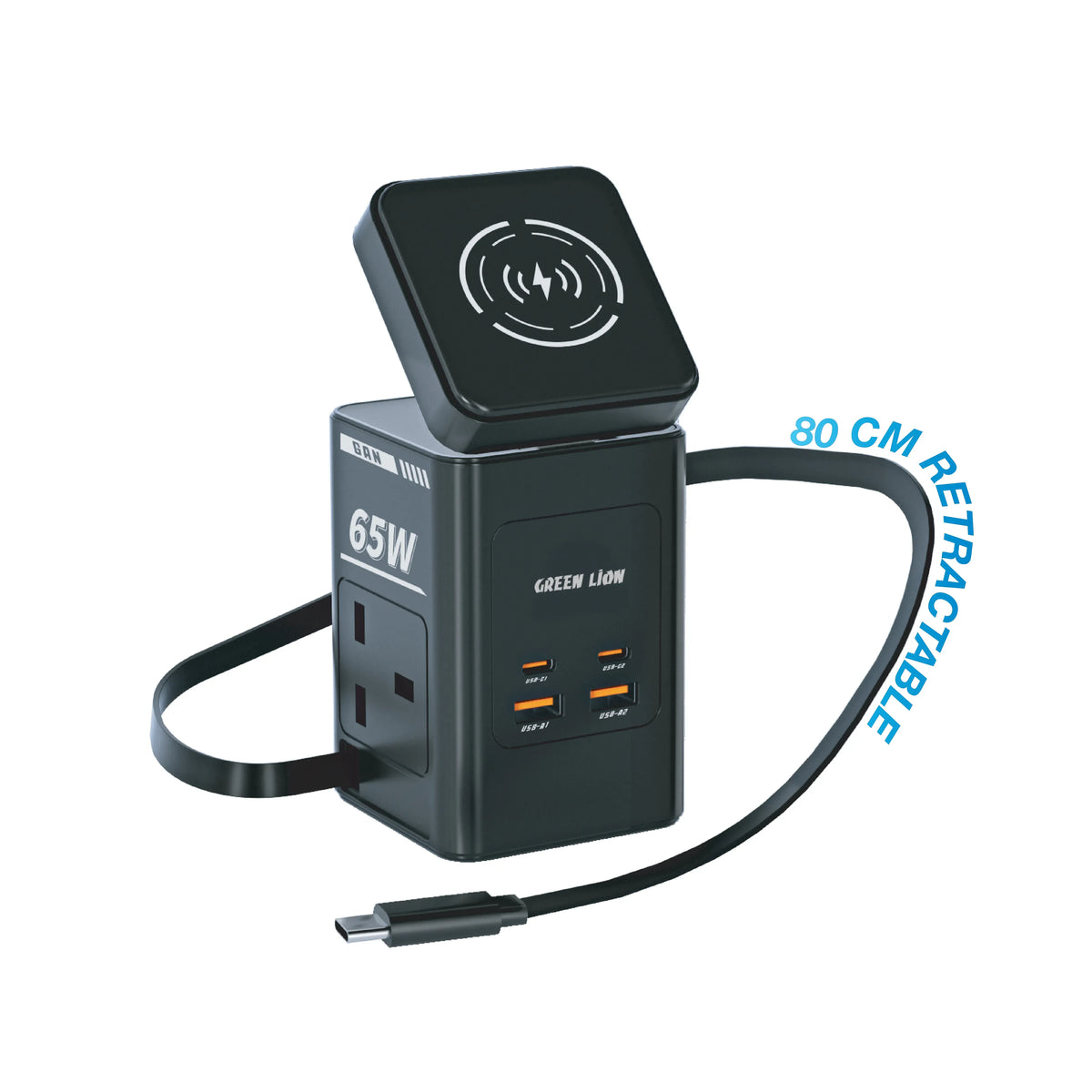 Green Lion Gan 65w Multi Port Travel Adapter Black – image 2