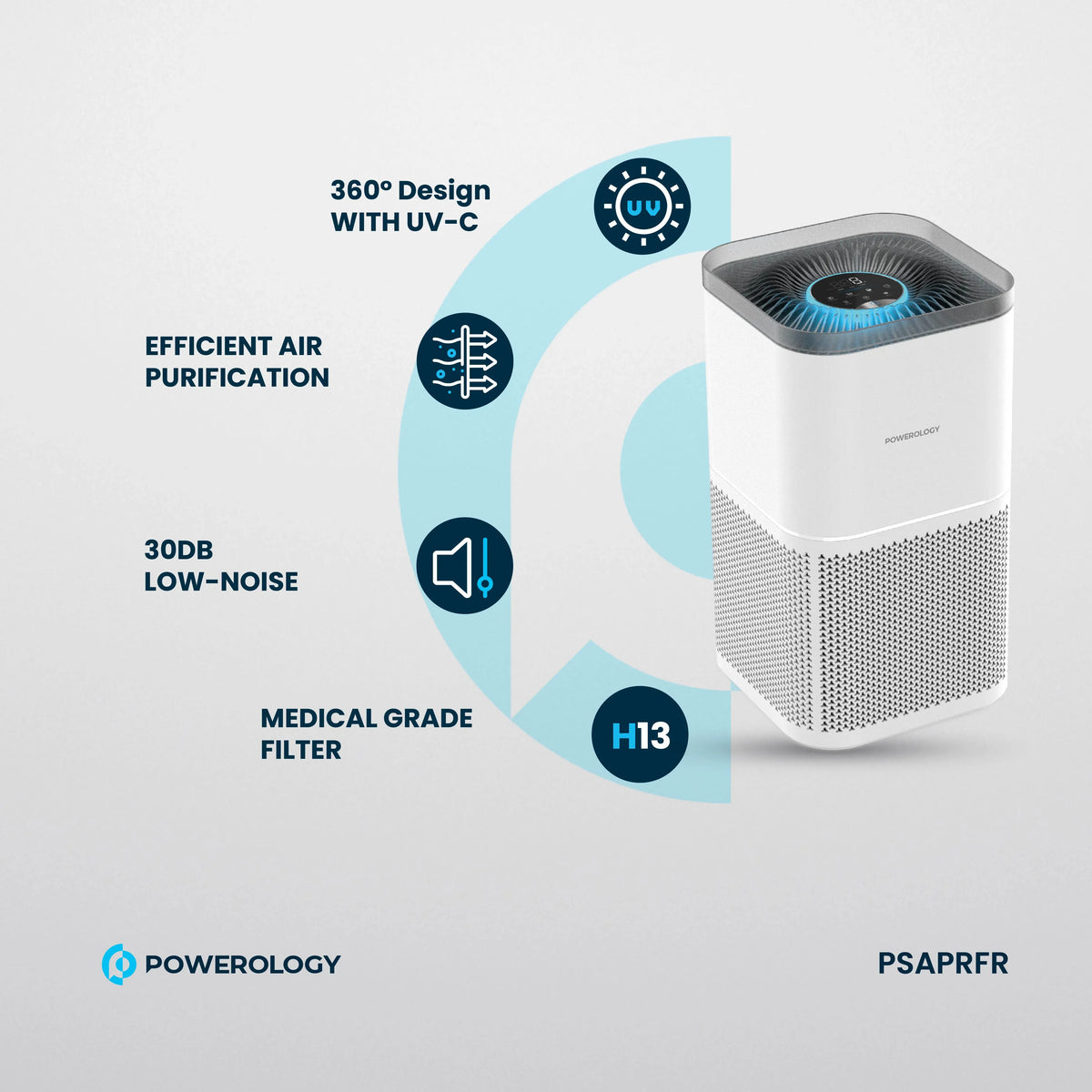 Powerology Smart Air Purifier Eliminate Odor Smoke White – image 7