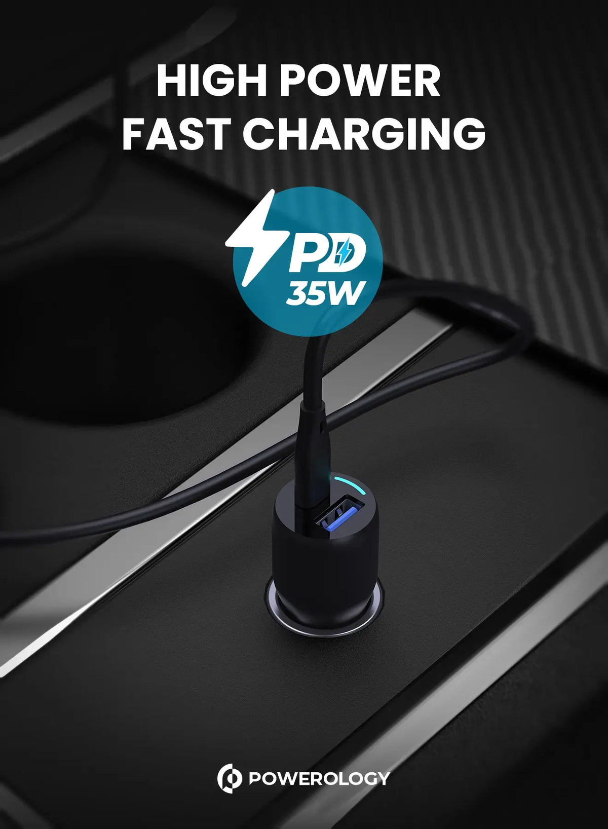 Powerology 35w PD Qc3 0 LED Dual Ports Car Charger Black – image 10
