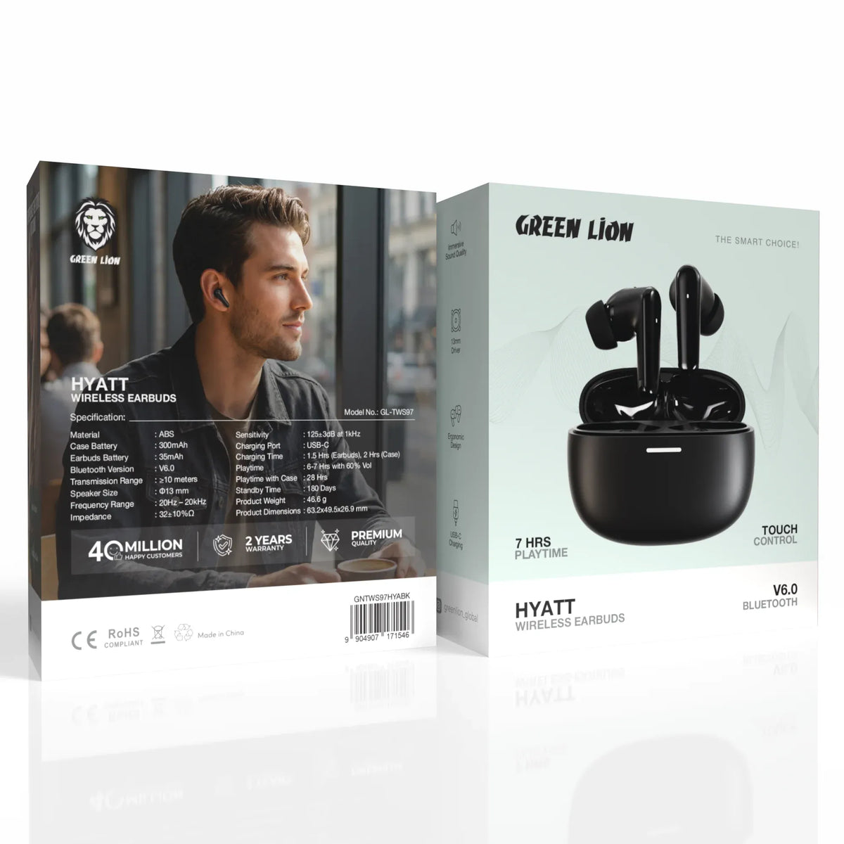 Green Lion HYATTWireless Earbuds - Black – image 4