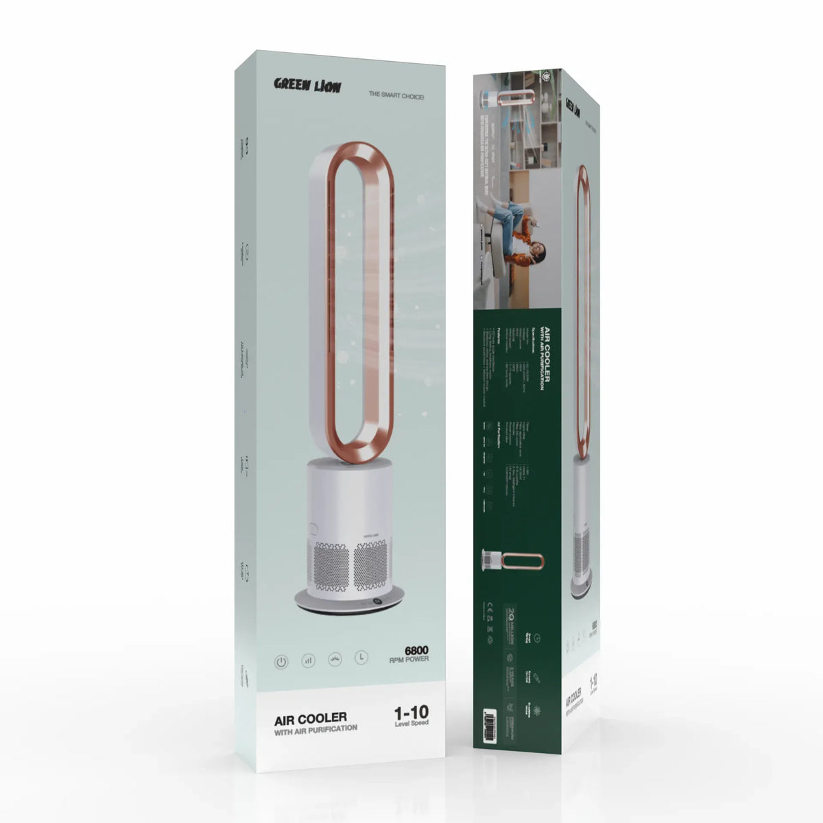 Green Lion Air Cooler With Air Purification - Gold&White