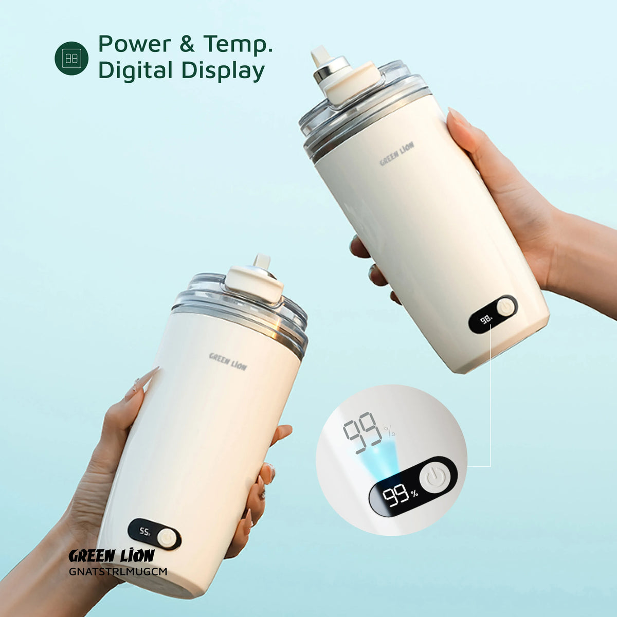 Green Lion Auto Stirring Mug 350ml Cream – image 17