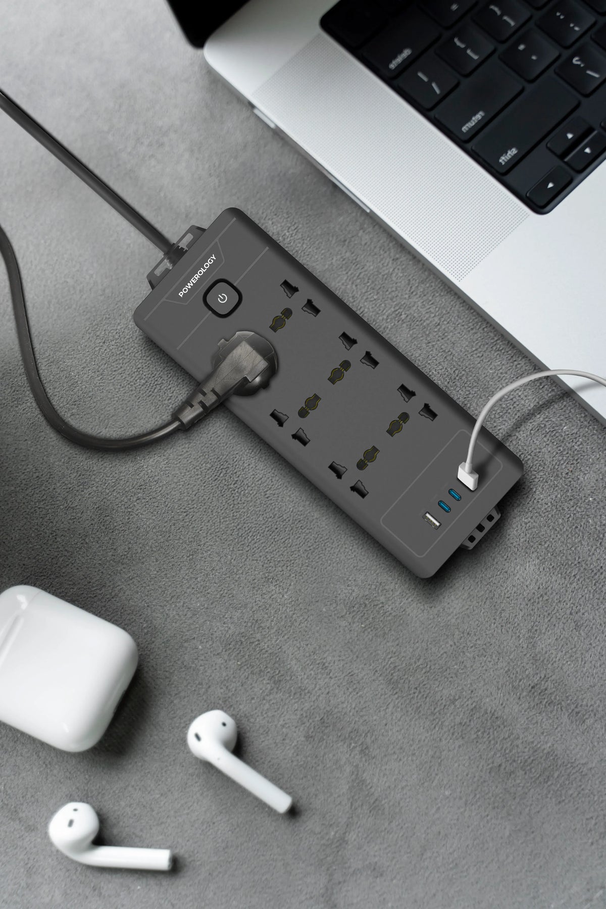 Powerology 6ac 2500w Power Strip Black – image 2