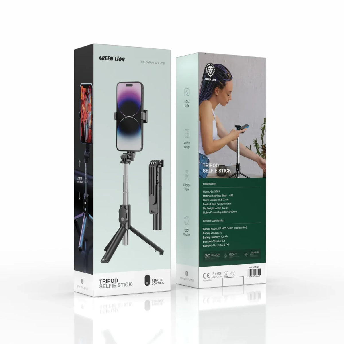 Green Lion Tripod Selfie Stick Black – image 3