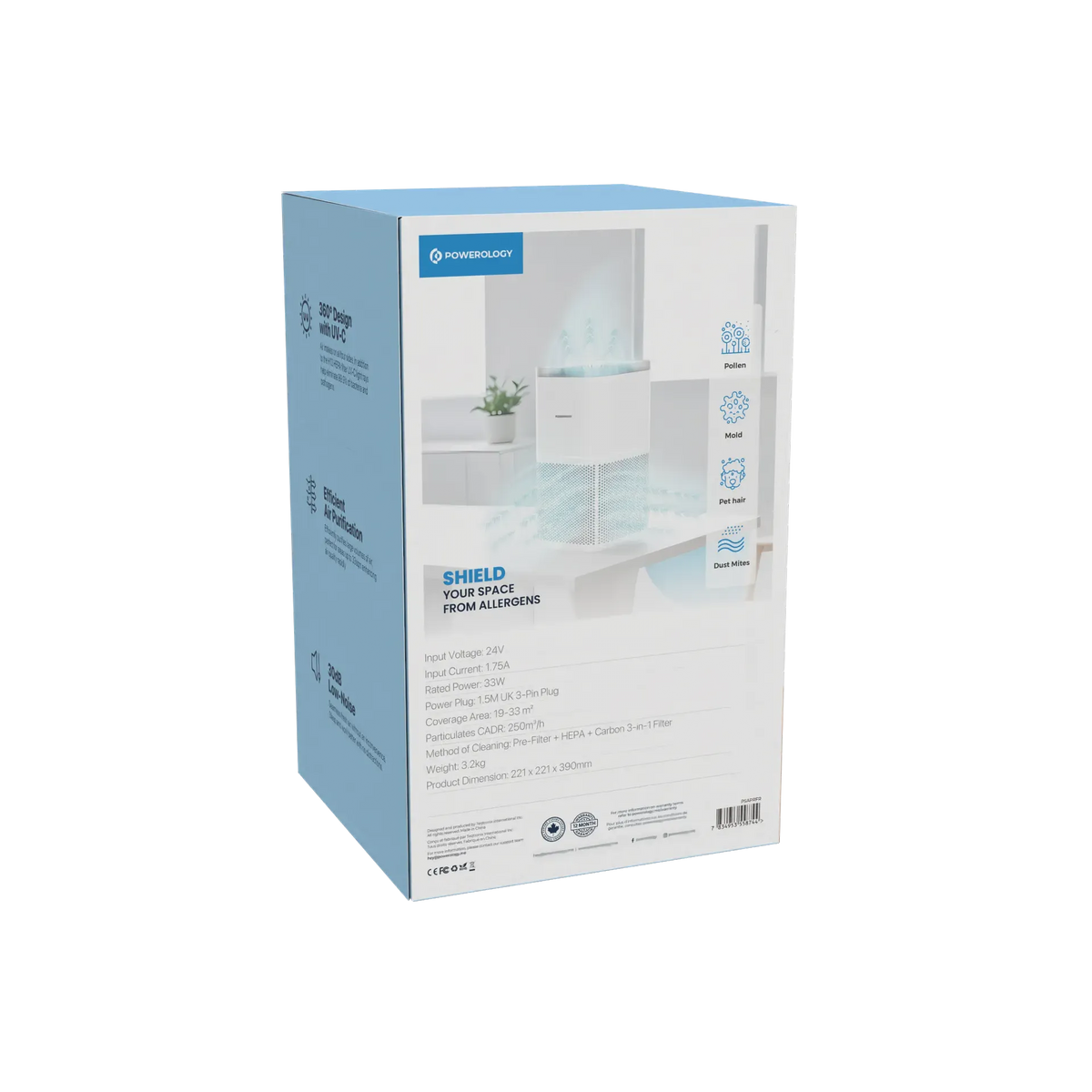 Powerology Smart Air Purifier Eliminate Odor Smoke White – image 4