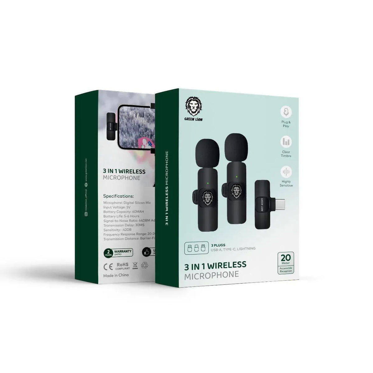 Green Lion 3 in 1 Wireless Microphone Black – image 7