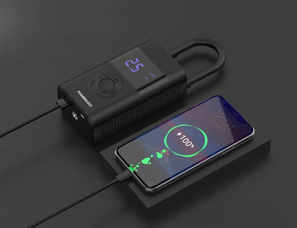 Powerology Ultra Portable Air Compressor Power Bank - Black – image 6