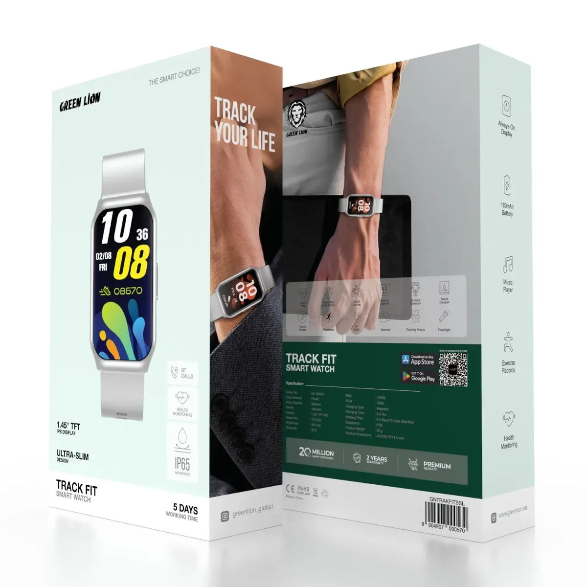 Green Lion Track Fit Smart Watch - Silver – image 6