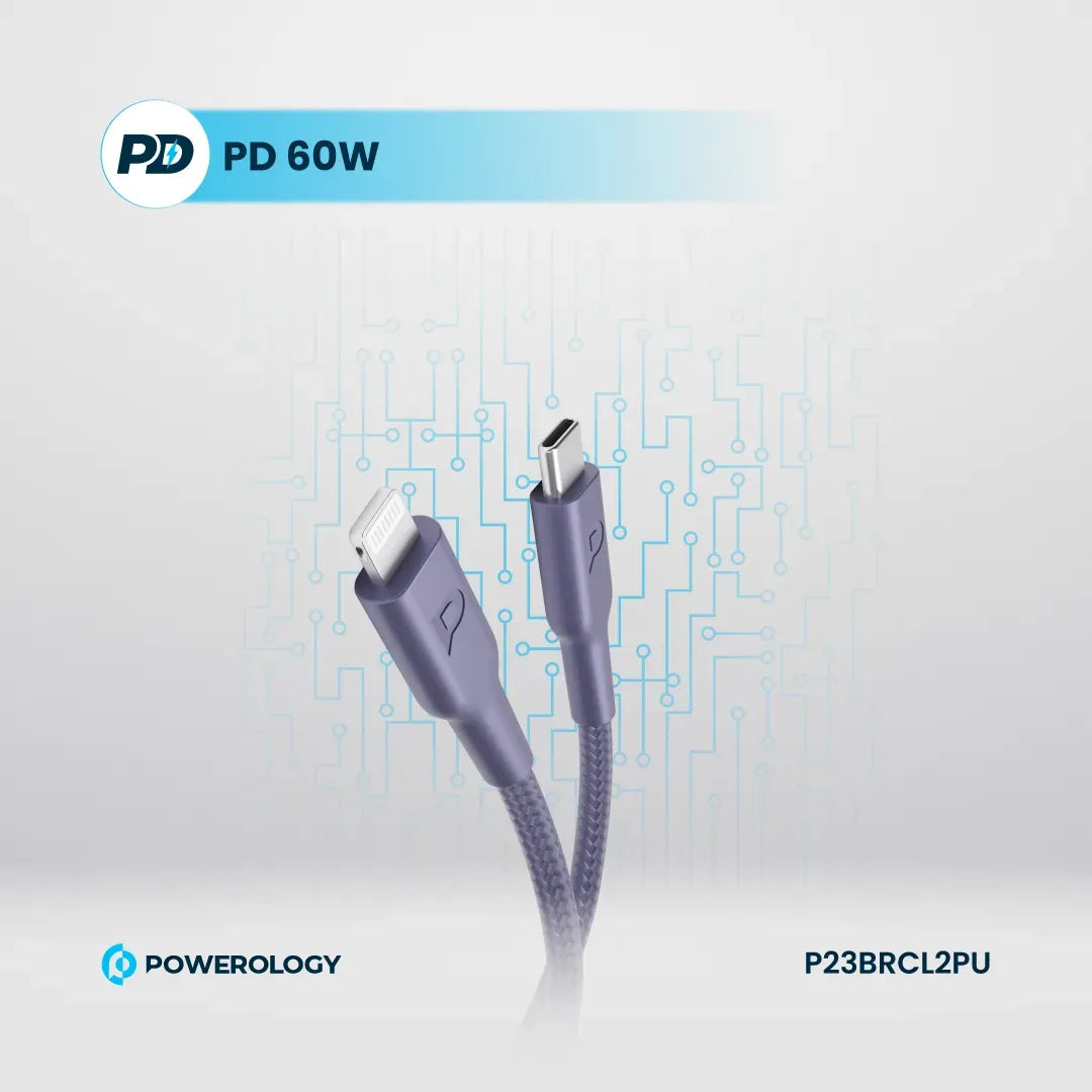 Powerology Braided USB-C To Lightning Data&Fast Charge Cable - Purple – image 6