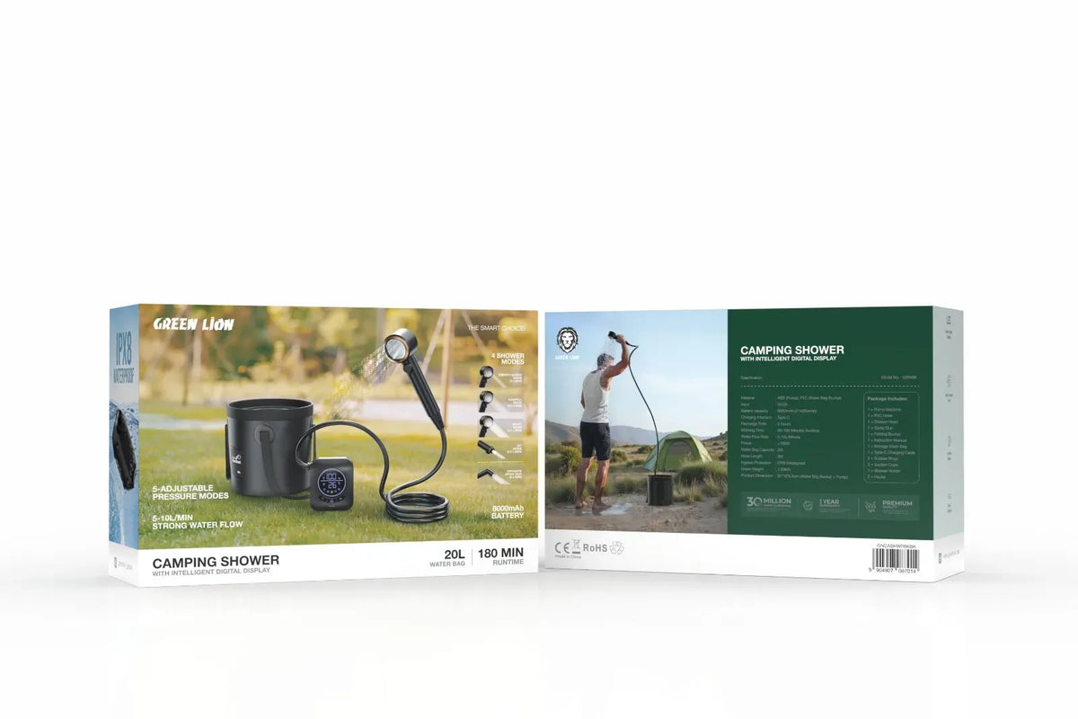 Green Lion Camping Shower with Intelligent Digital Display Black – image 3