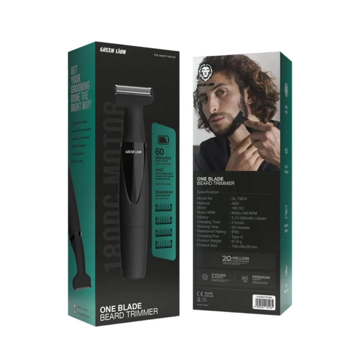 Green Lion One Blade Beard Trimmer 500mAh Black – image 3