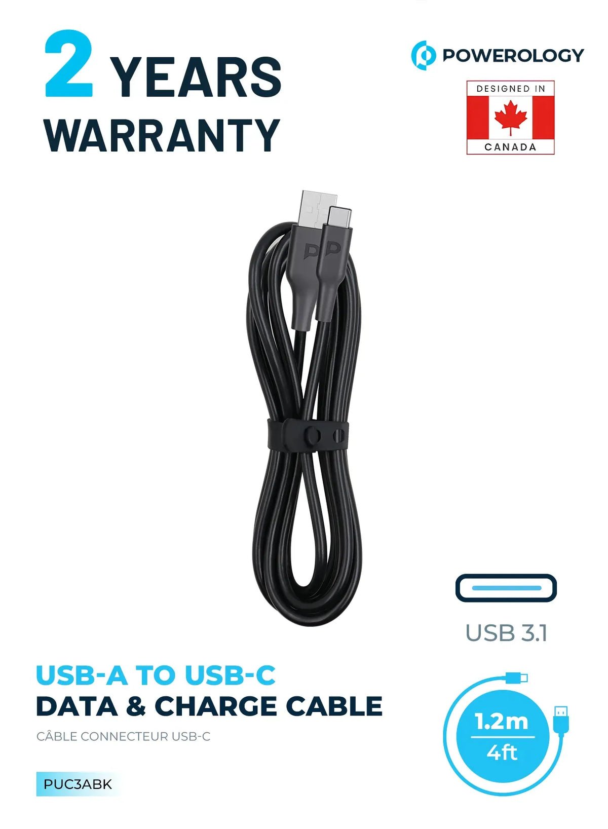 Powerology USB A to Type C Data Fast Charge Cable 1 2m 4ft – image 7