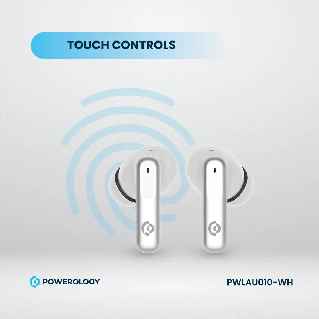 Powerology 6 Mic Hybrid ANC + ENCTrue Wireless Buds - White – image 4