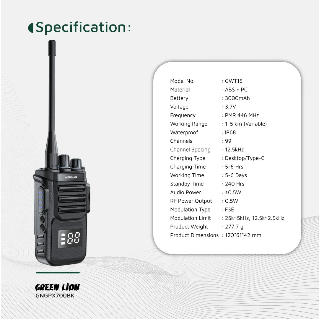 Green Lion Gpx700 Walkie Talkie Black – image 9