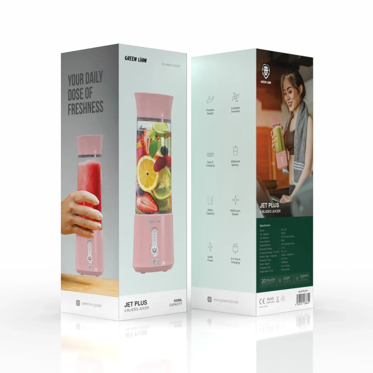 Green Lion 120 WJETPLUS 6 Bladed Juicer - Pink