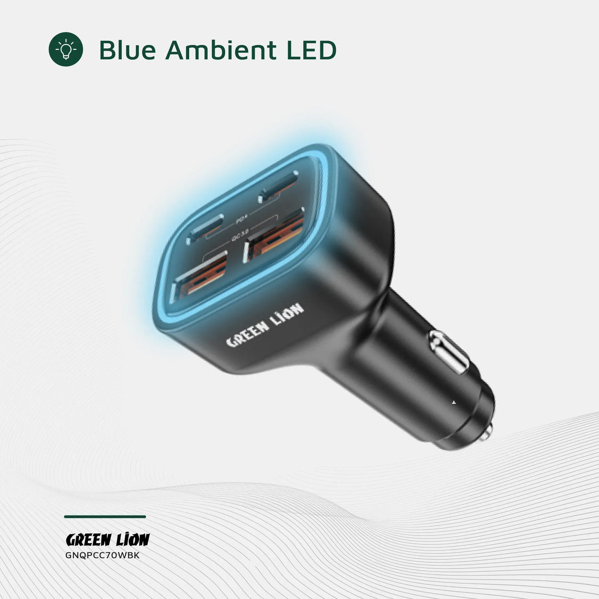 Green Lion Quad Port 70w Car Charger Black – image 8