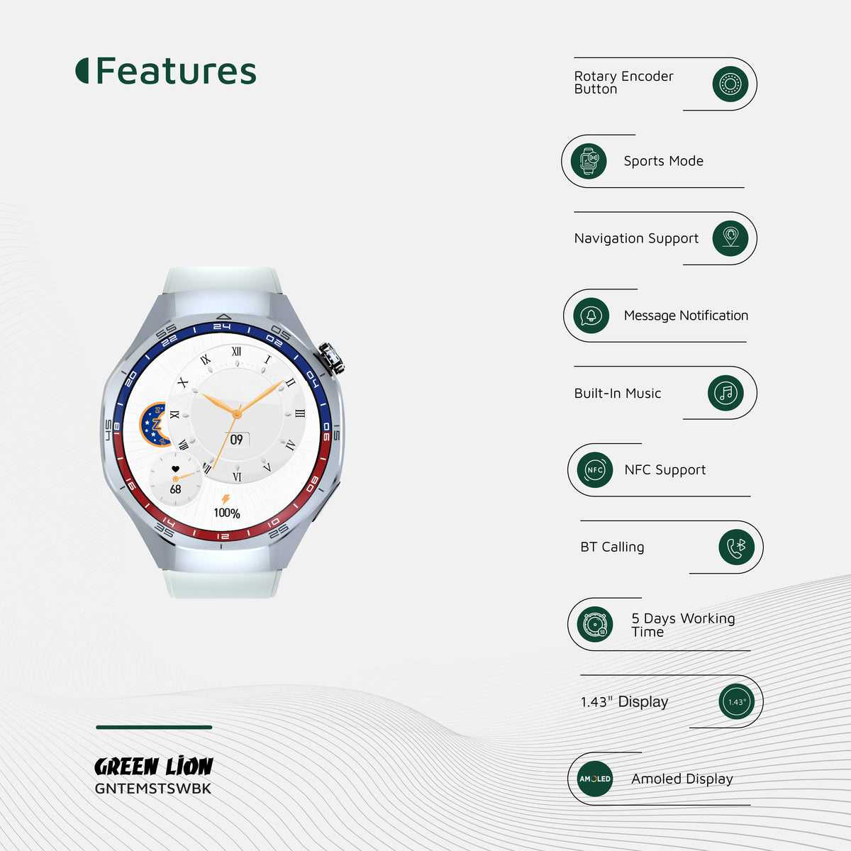 Green Lion Tech Master Smart Watch - Silver – image 17